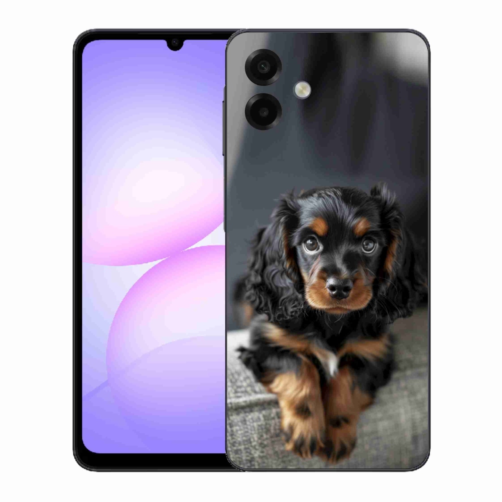 Gél borítás mmCase Samsung Galaxy A07 készülékhez - aranyos hosszúszőrű tacskó