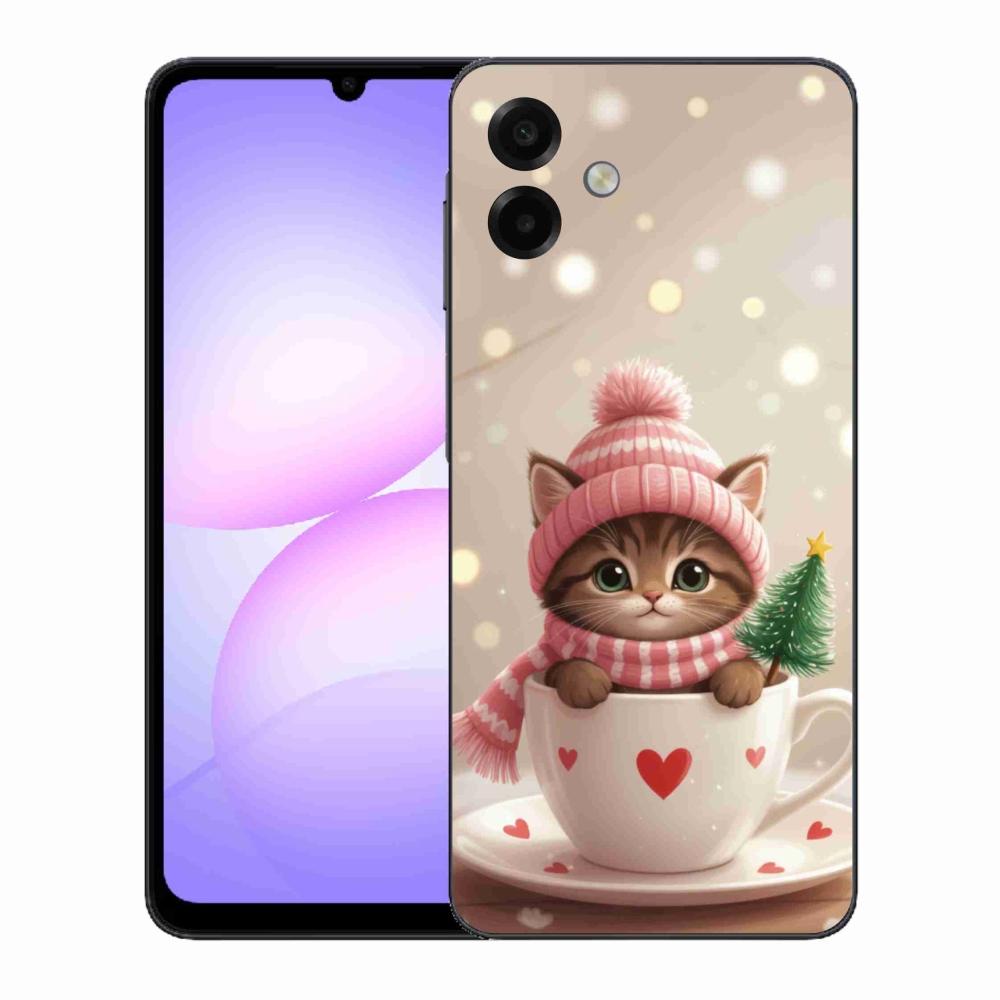 Gél borítás mmCase Samsung Galaxy A07 készülékhez - Karácsonyi cica egy csészében