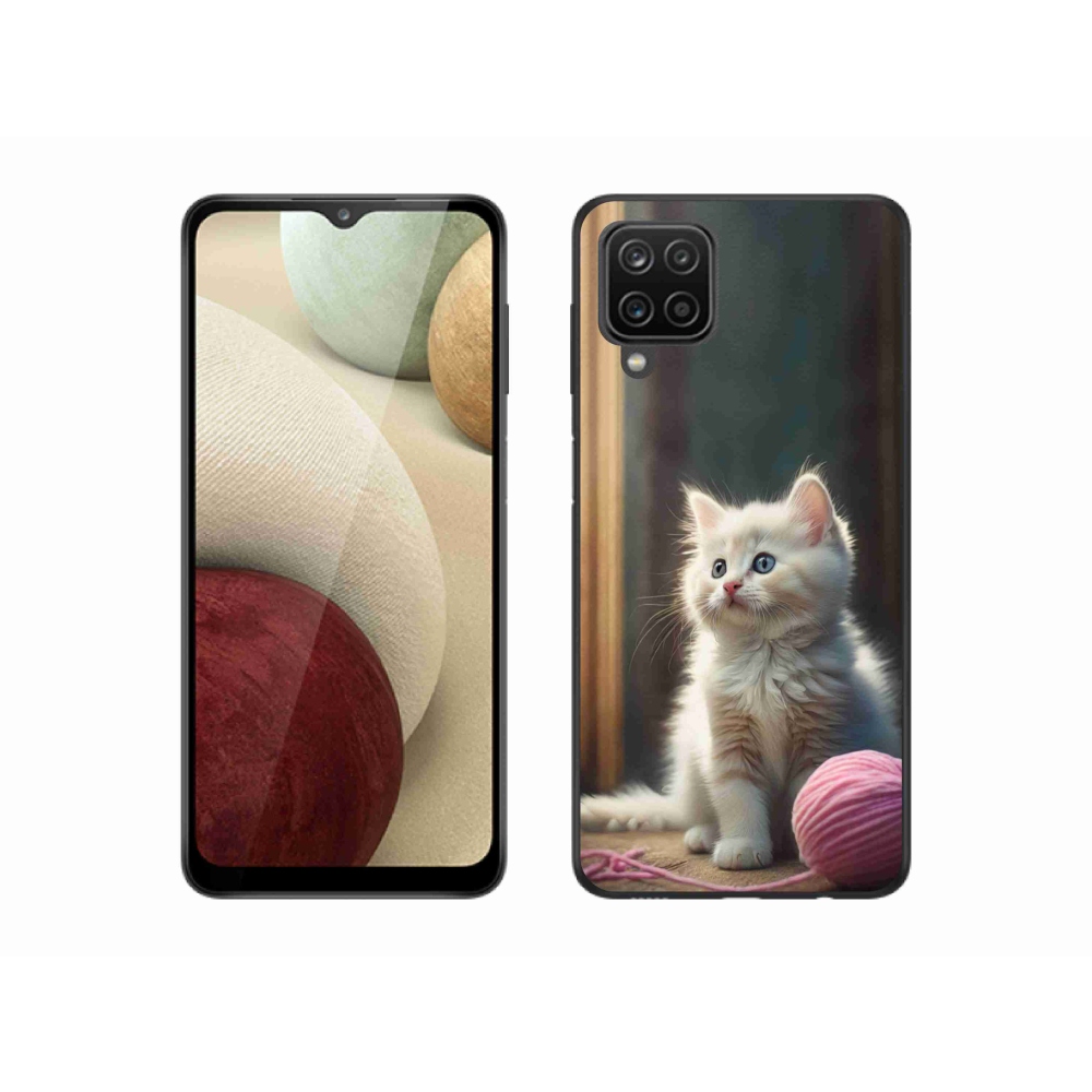 Gél védőhuzat mmCase Samsung Galaxy A12 készülékhez - fehér cica 2