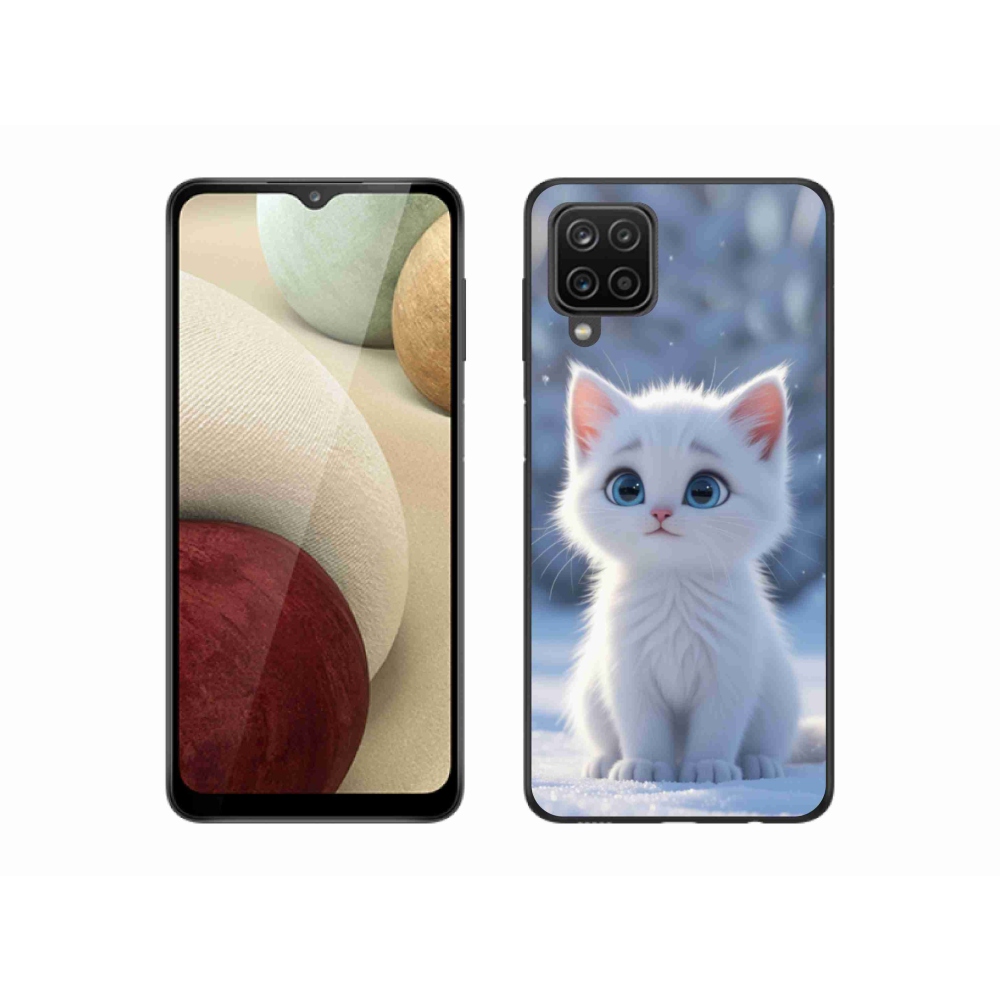 Gél védőhuzat mmCase Samsung Galaxy A12 - fehér cica 3