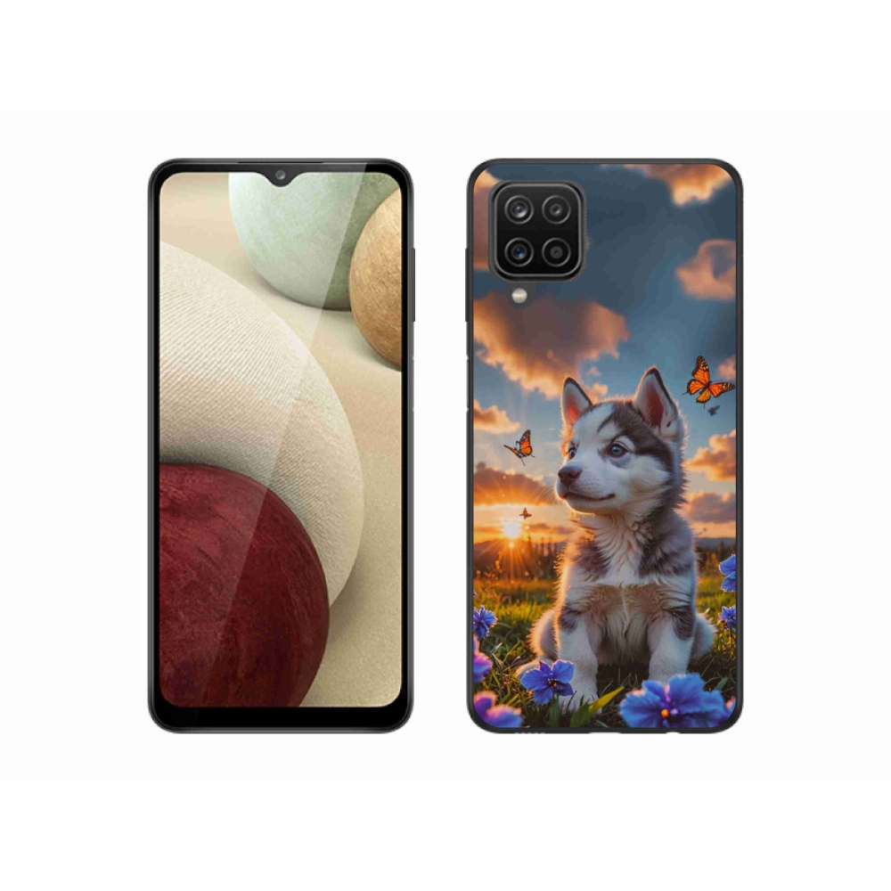 Gél borítás mmCase Samsung Galaxy A12 készülékhez - husky a naplementében