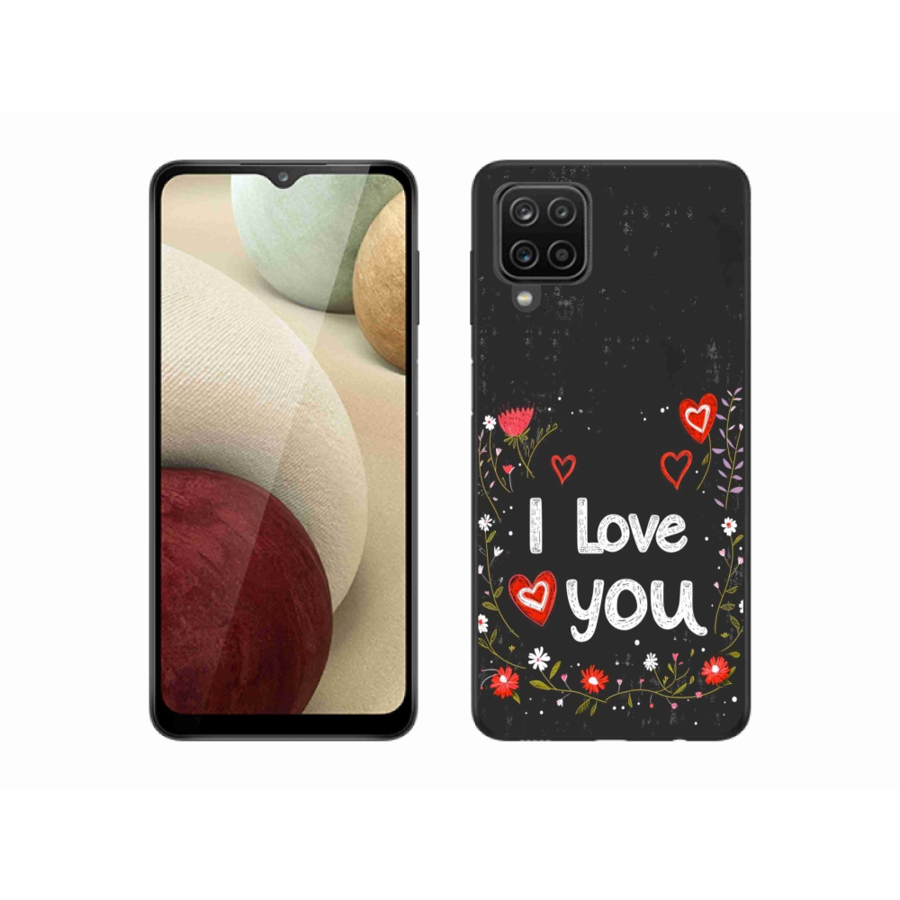 Gél borító mmCase Samsung Galaxy A12 - I love you fekete háttérrel