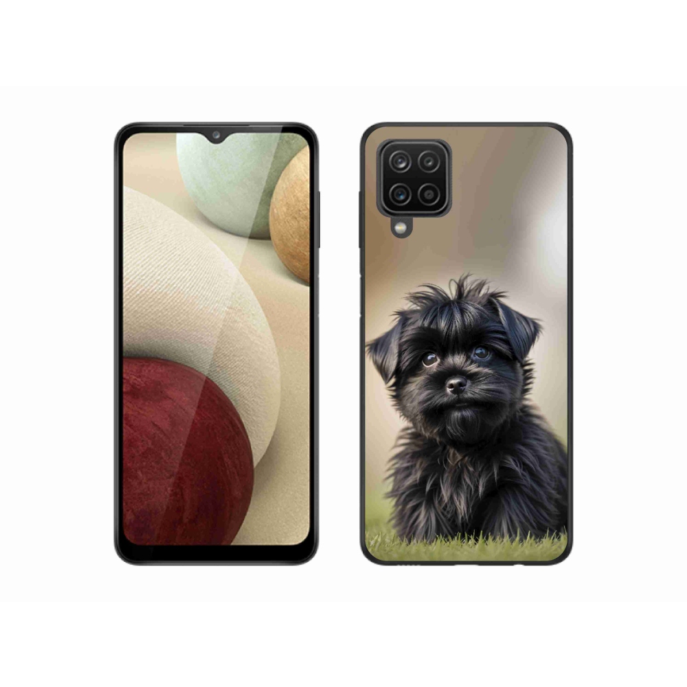 Gél borítás mmCase Samsung Galaxy A12 készülékhez - aranyos fekete kutya