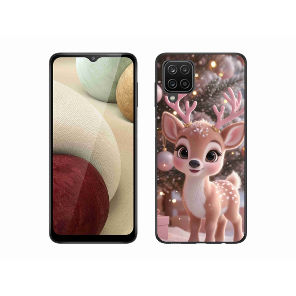 Zselés borítás mmCase Samsung Galaxy A12 készülékhez - aranyos rénszarvas