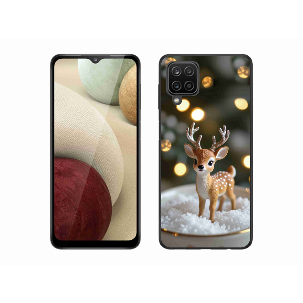 Gél borítás mmCase Samsung Galaxy A12 készülékhez - aranyos karácsonyi szarvasok