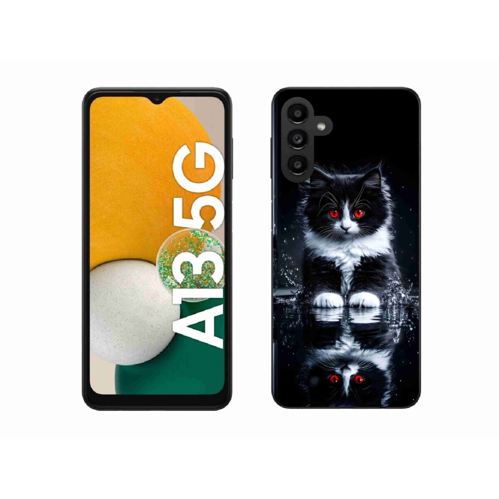 Zselés borítás mmCase Samsung Galaxy A13 5G - fekete-fehér cica