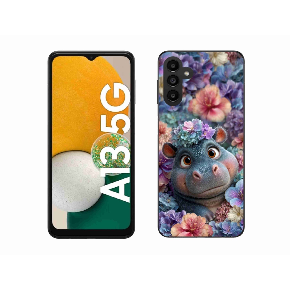 Zselés borítás mmCase Samsung Galaxy A13 5G - víziló virágokkal