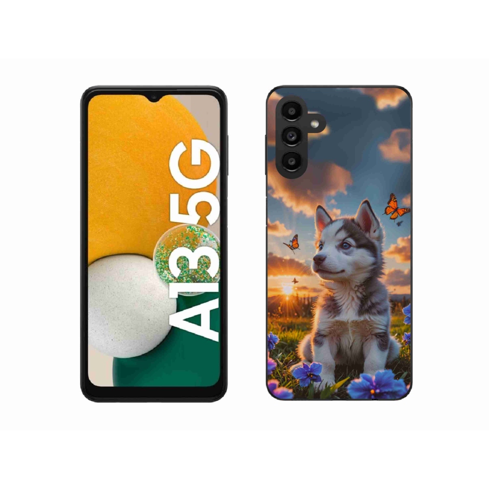 Gél borítás mmCase Samsung Galaxy A13 5G - husky a naplementében