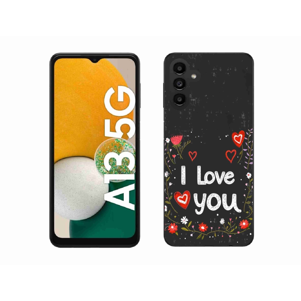 Gél borító mmCase Samsung Galaxy A13 5G - I love you fekete háttérrel