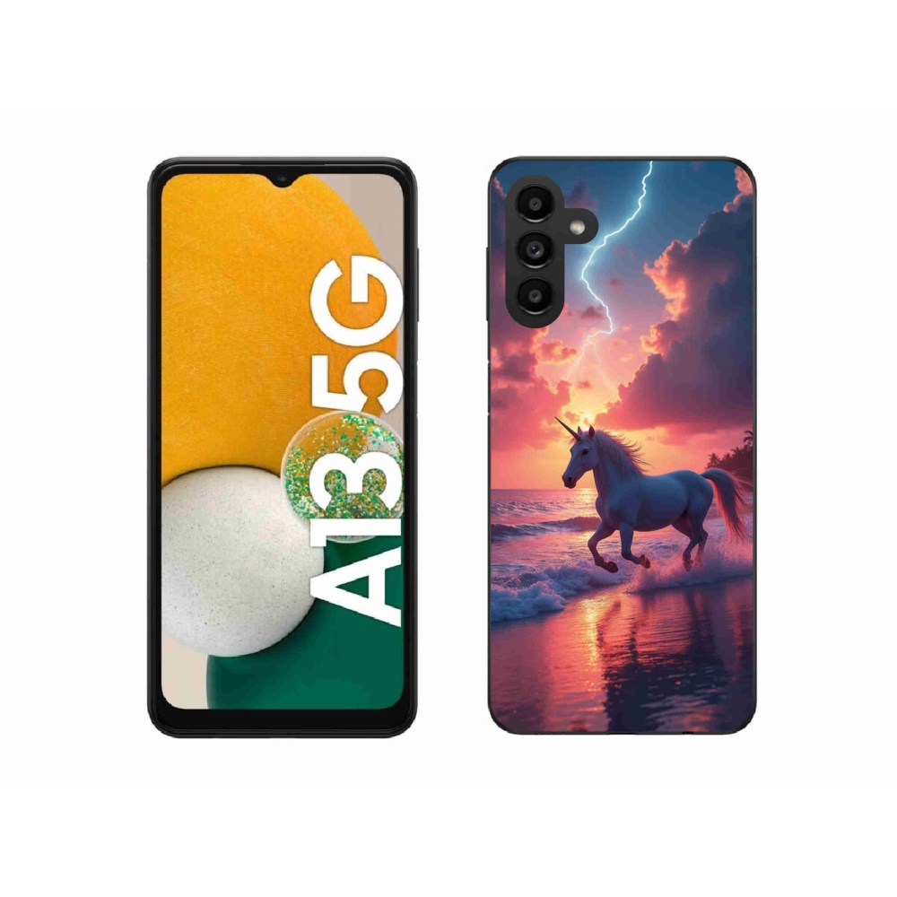 Zselés borítás mmCase Samsung Galaxy A13 5G - egyszarvú a tengerparton
