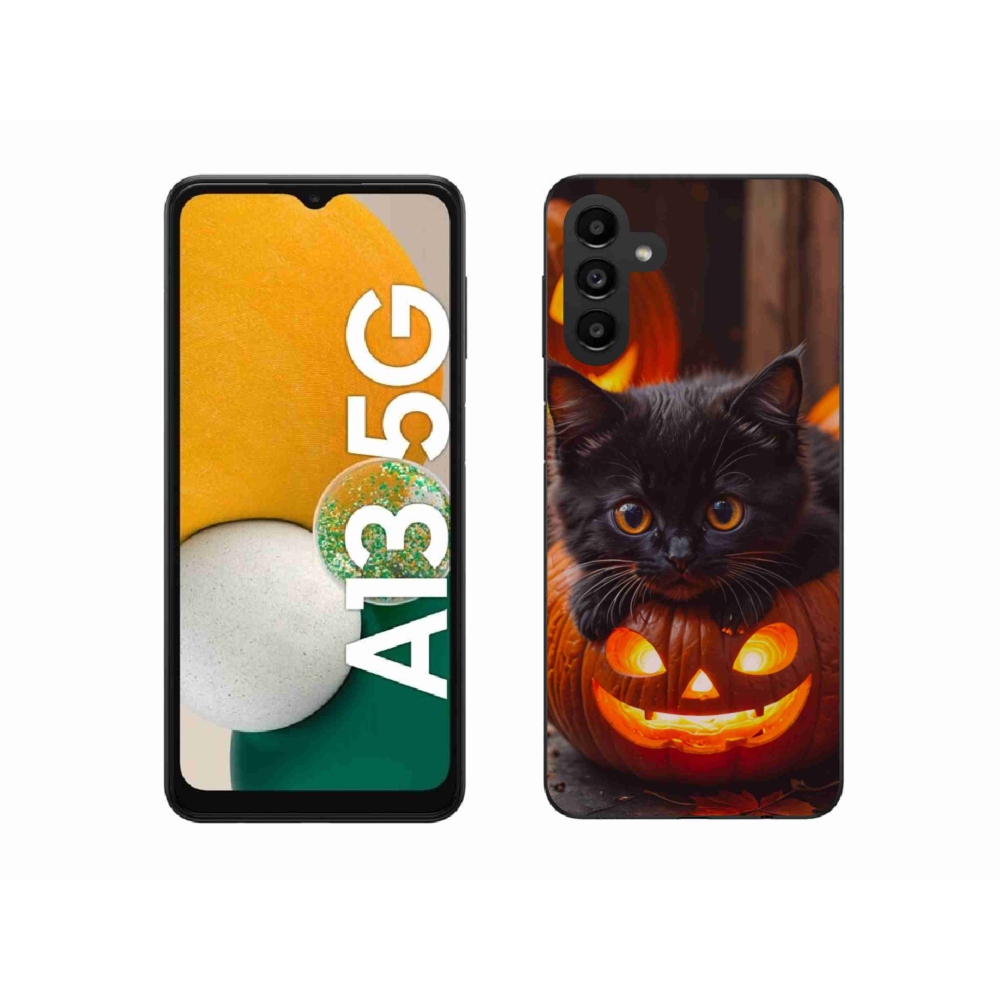 Gél borítás mmCase Samsung Galaxy A13 5G - cica és tök - Samsung Galaxy A13 5G számára