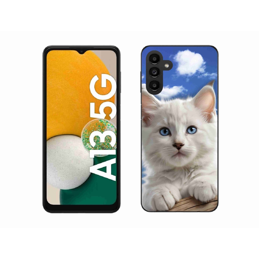 Gél borítás mmCase Samsung Galaxy A13 5G - cica és felhők