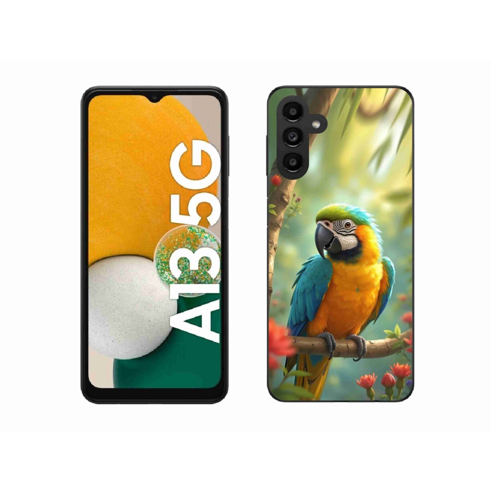 Zselés borítás mmCase Samsung Galaxy A13 5G - papagáj ara kék és sárga