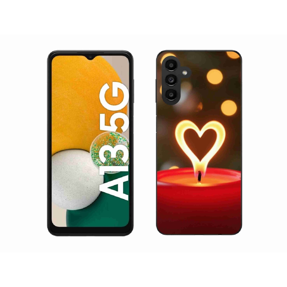 Zselés borítás mmCase Samsung Galaxy A13 5G - láng szíve - Samsung Galaxy A13 5G számára