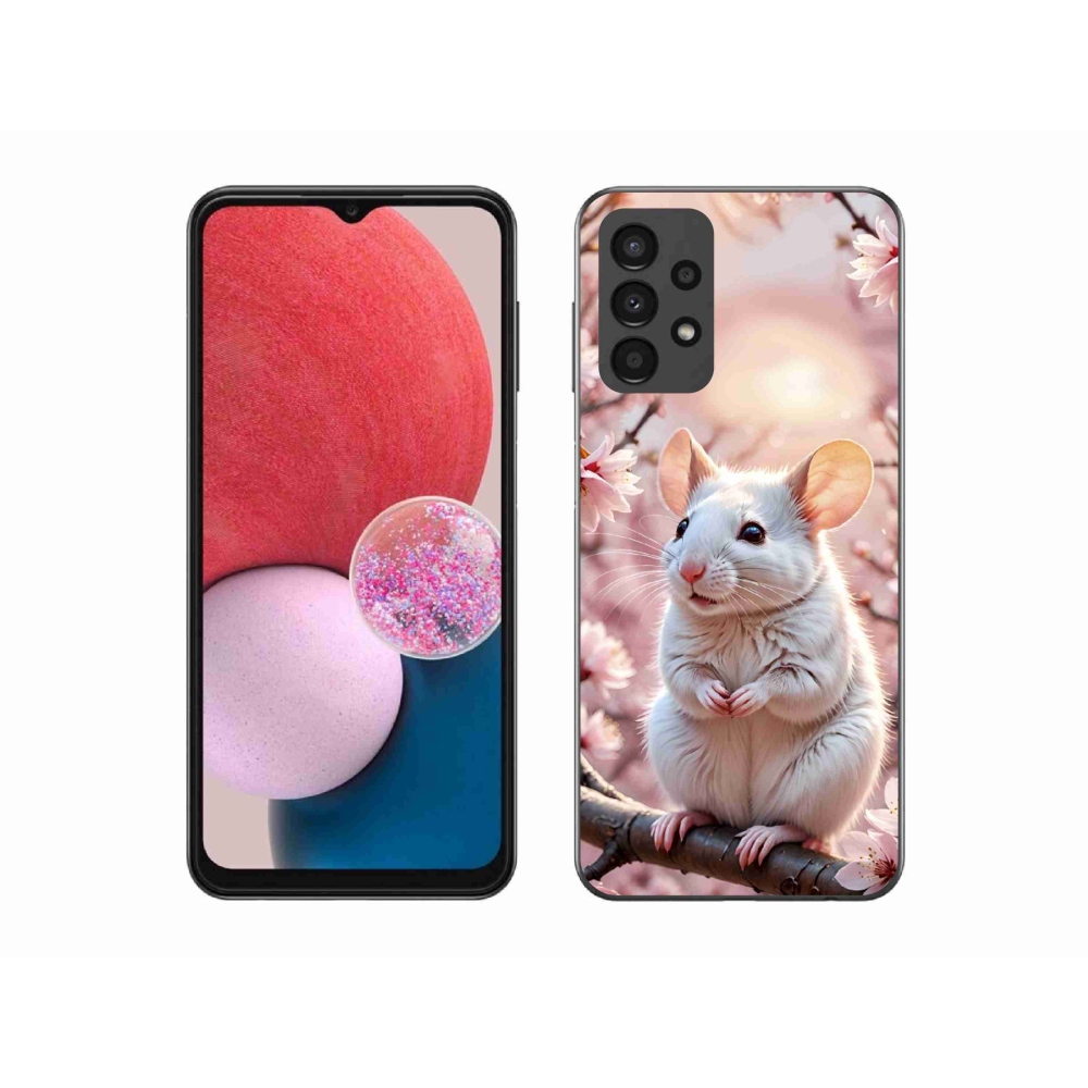 Zselés borítás mmCase Samsung Galaxy A13 készülékhez - fehér egér az ágon