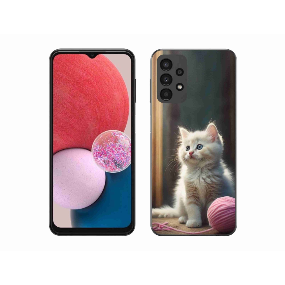 Gél védőhuzat mmCase Samsung Galaxy A13 - fehér cica 2