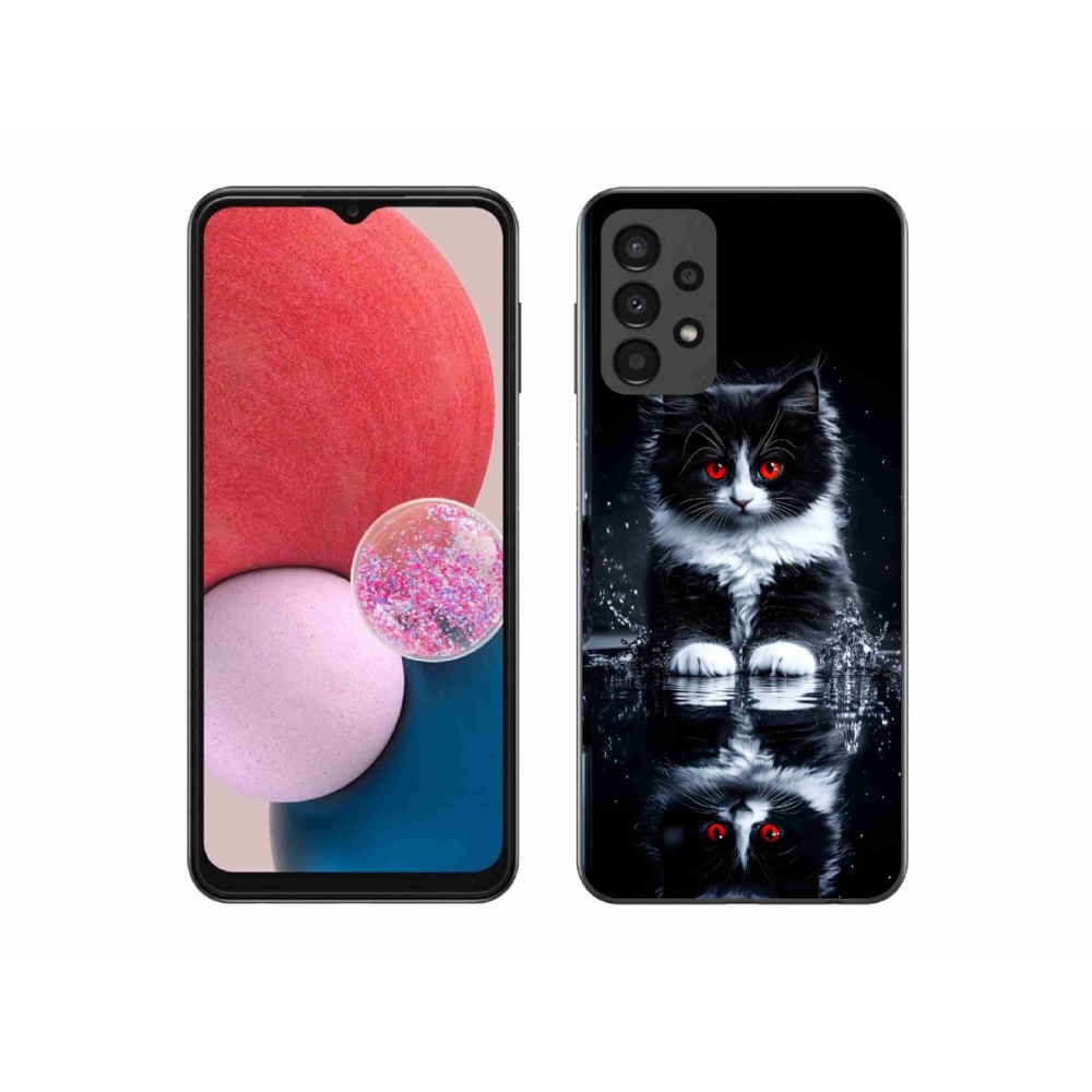 Zselés borítás mmCase Samsung Galaxy A13 készülékhez - fekete-fehér cica