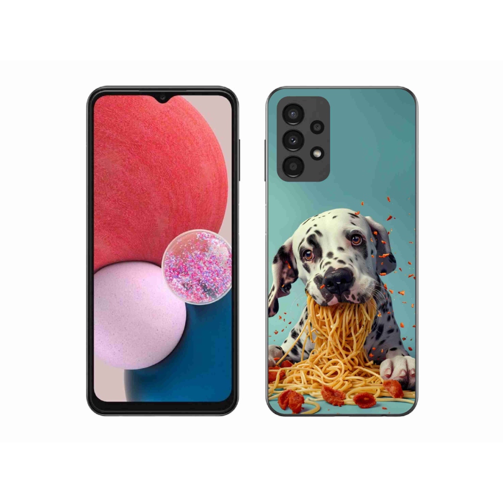 Zselés borítás mmCase Samsung Galaxy A13 készülékhez - Dalmata és spagetti