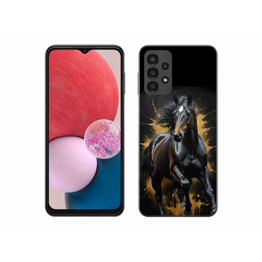 Zselés borítás mmCase Samsung Galaxy A13 készülékhez - elegáns fekete ménes