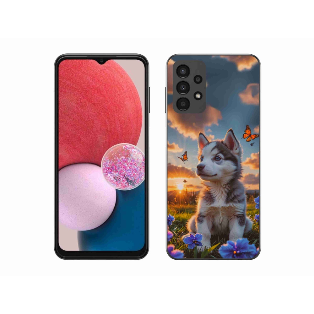 Gél borítás mmCase Samsung Galaxy A13 készülékhez - husky a naplementében
