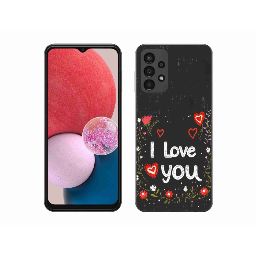 Gél borítás mmCase Samsung Galaxy A13 - I love you fekete háttérrel