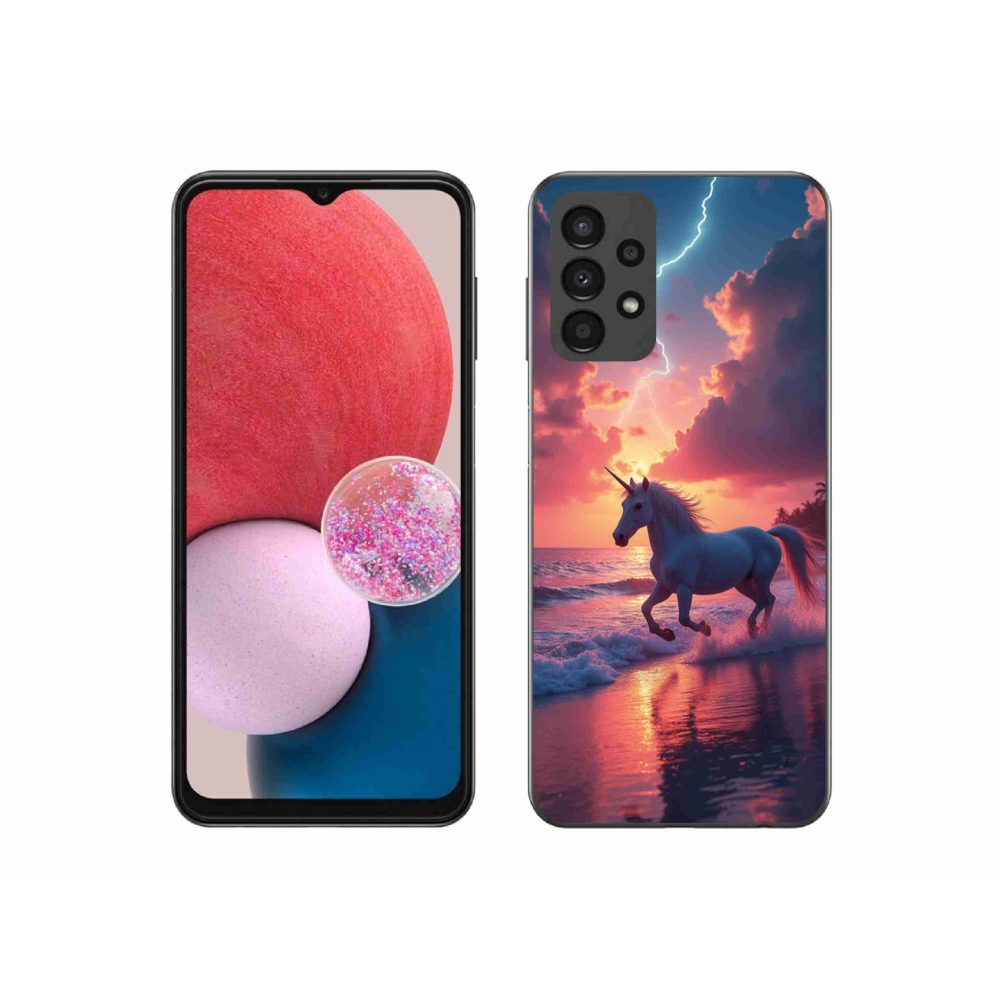 Zselés borítás mmCase Samsung Galaxy A13 készülékhez - egyszarvú a tengerparton