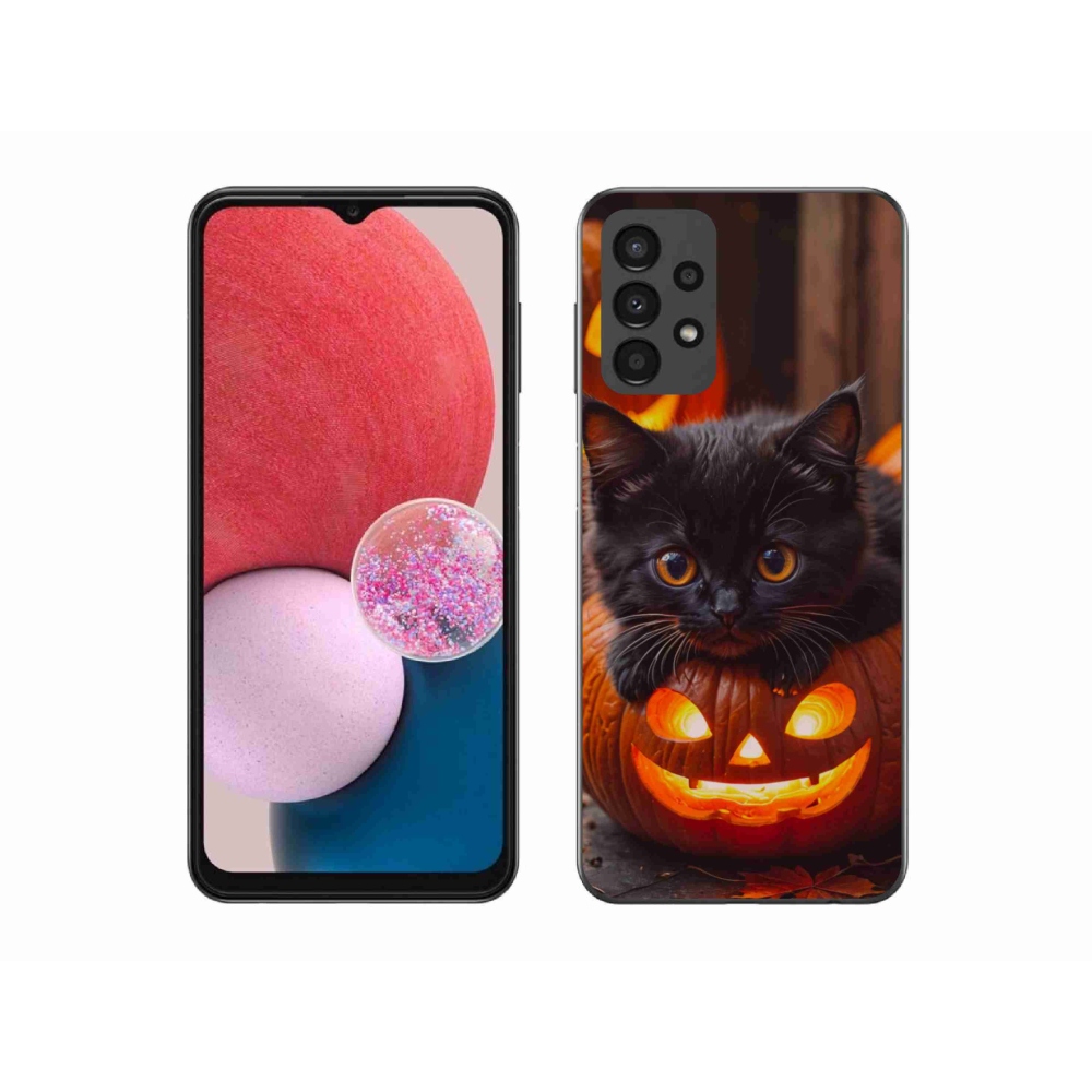 Gél borítás mmCase Samsung Galaxy A13 készülékhez - cica és sütőtök