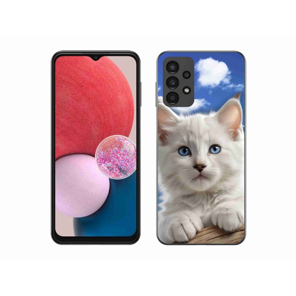Gél borítás mmCase Samsung Galaxy A13 készülékhez - cica és felhők
