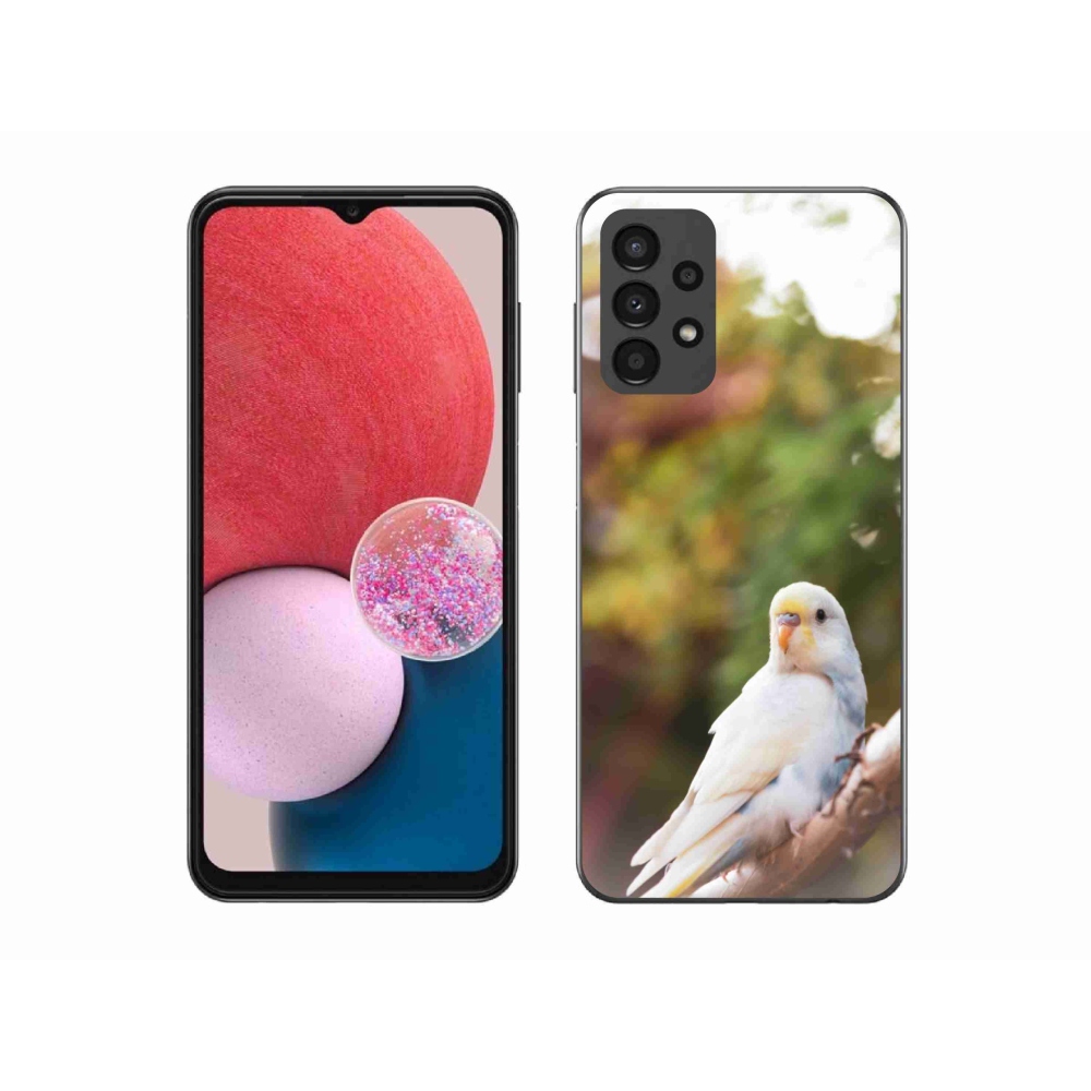 Zselés borítás mmCase Samsung Galaxy A13 készülékhez - papagáj andulka fehér