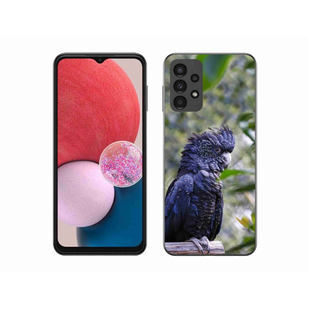 Zselés borítás mmCase Samsung Galaxy A13 készülékhez - papagáj kakadu fekete