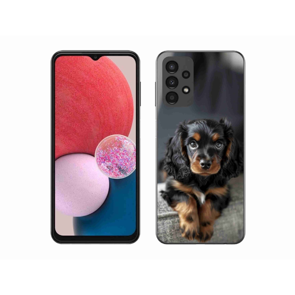 Gél borítás mmCase Samsung Galaxy A13 készülékhez - aranyos hosszúszőrű tacskó
