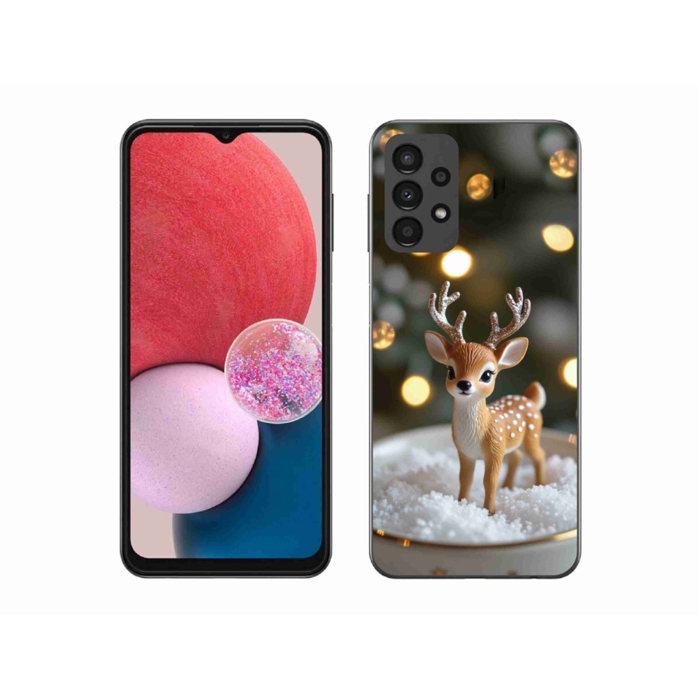 Gél borítás mmCase Samsung Galaxy A13 készülékhez - aranyos karácsonyi szarvasok