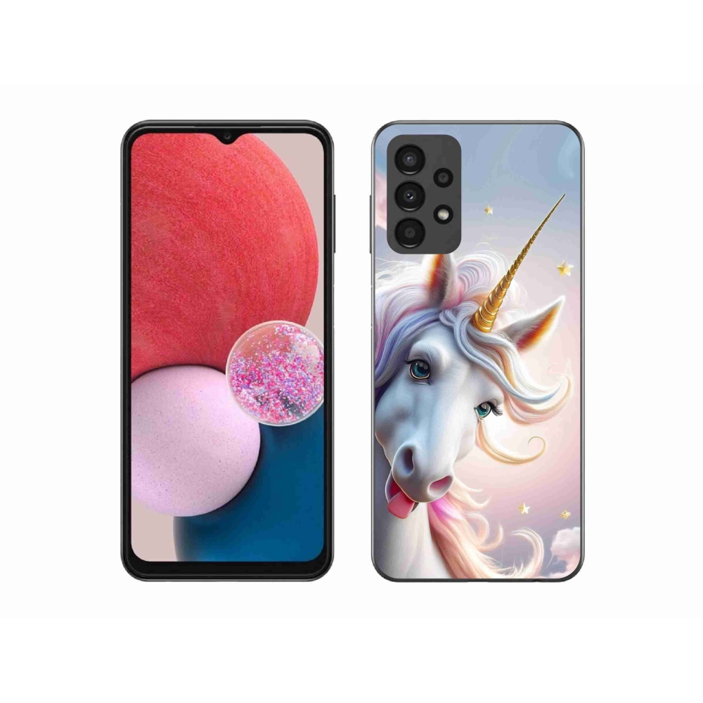 Zselés borítás mmCase Samsung Galaxy A13 készülékhez - vidám egyszarvú