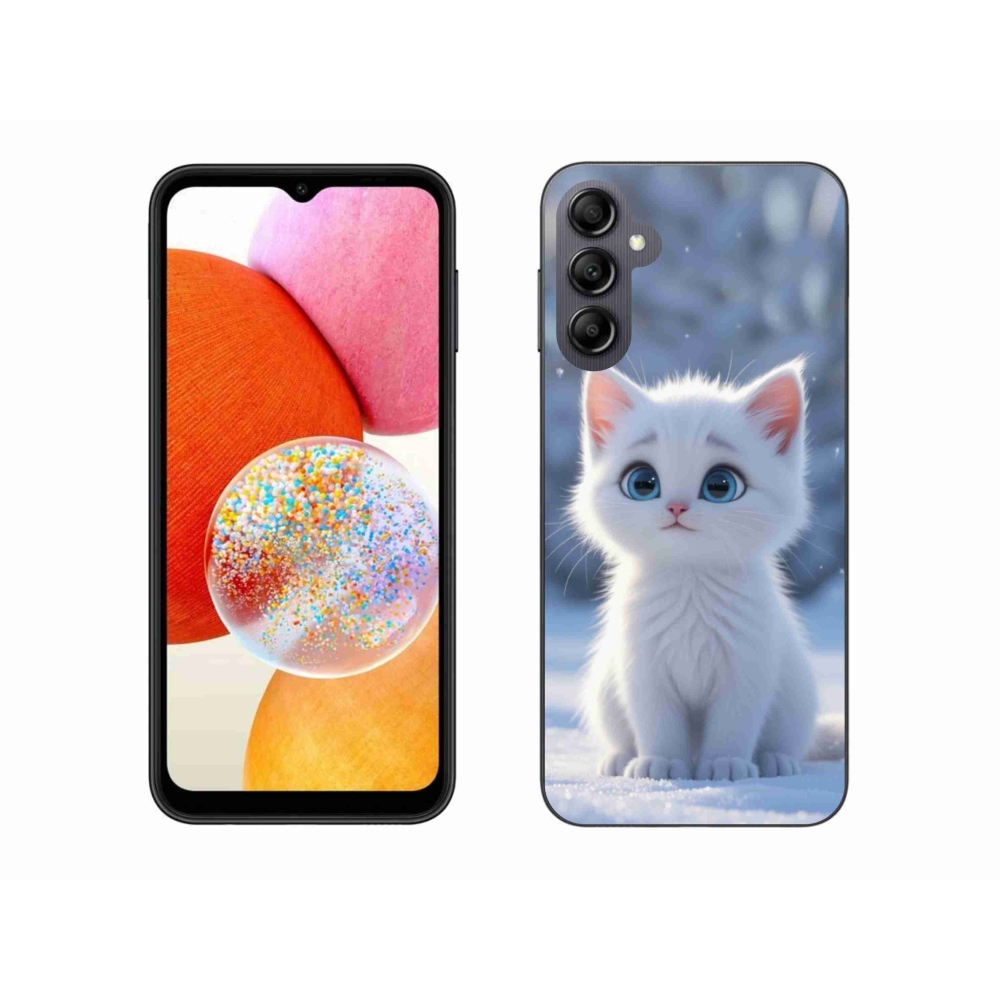Gél védőhuzat mmCase Samsung Galaxy A14 4G/5G - fehér cica 3