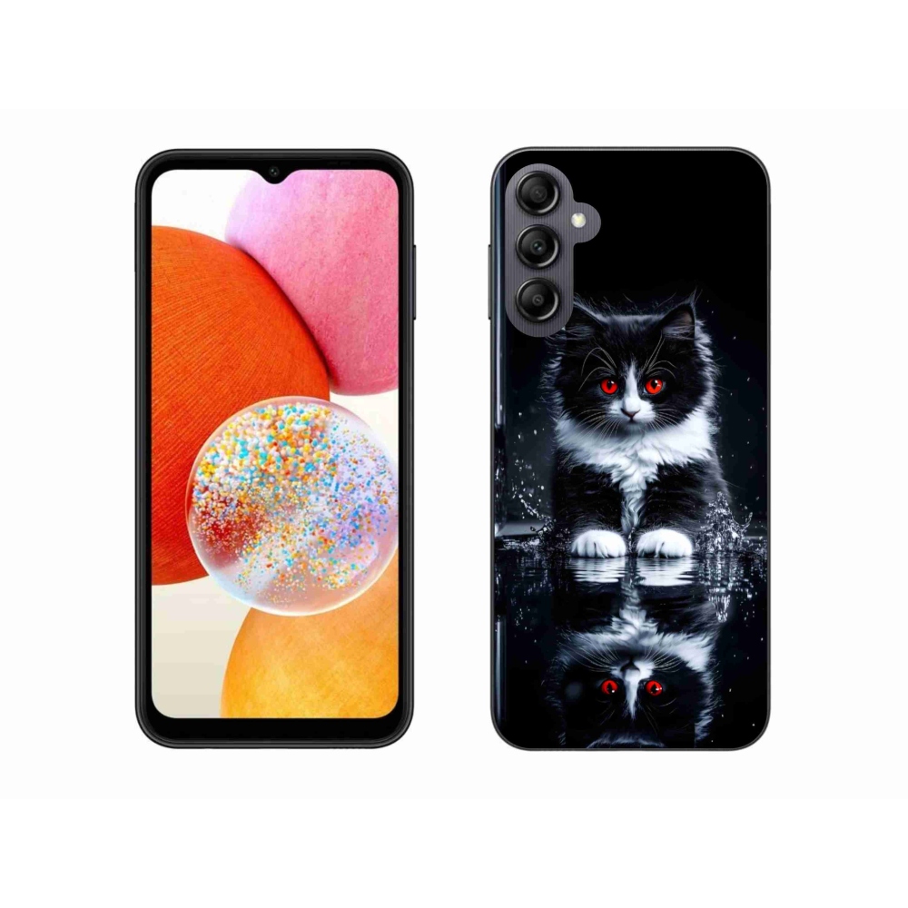 Zselés borítás mmCase Samsung Galaxy A14 4G/5G - fekete-fehér cica