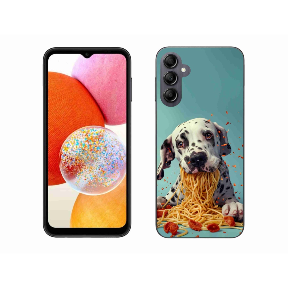 Zselés borítás mmCase Samsung Galaxy A14 4G/5G - dalmatin és spagetti