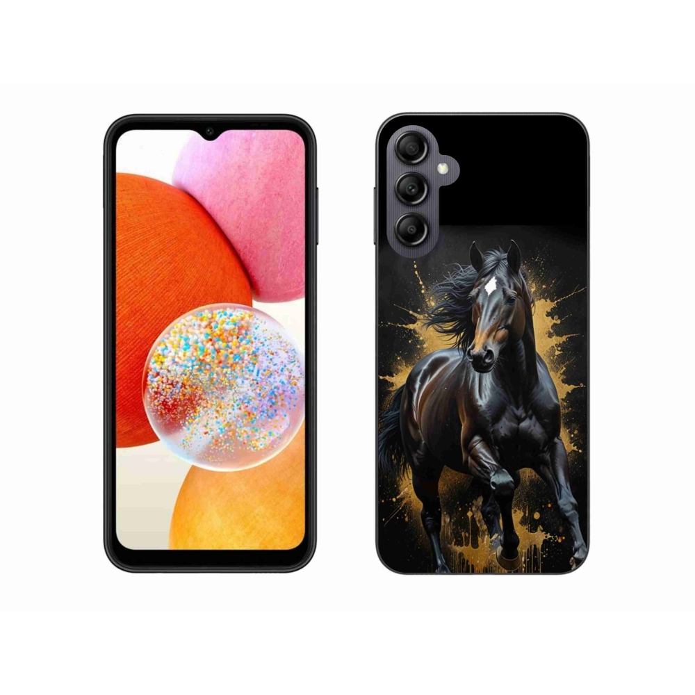 Zselés borítás mmCase Samsung Galaxy A14 4G/5G készülékhez - elegáns fekete ménes