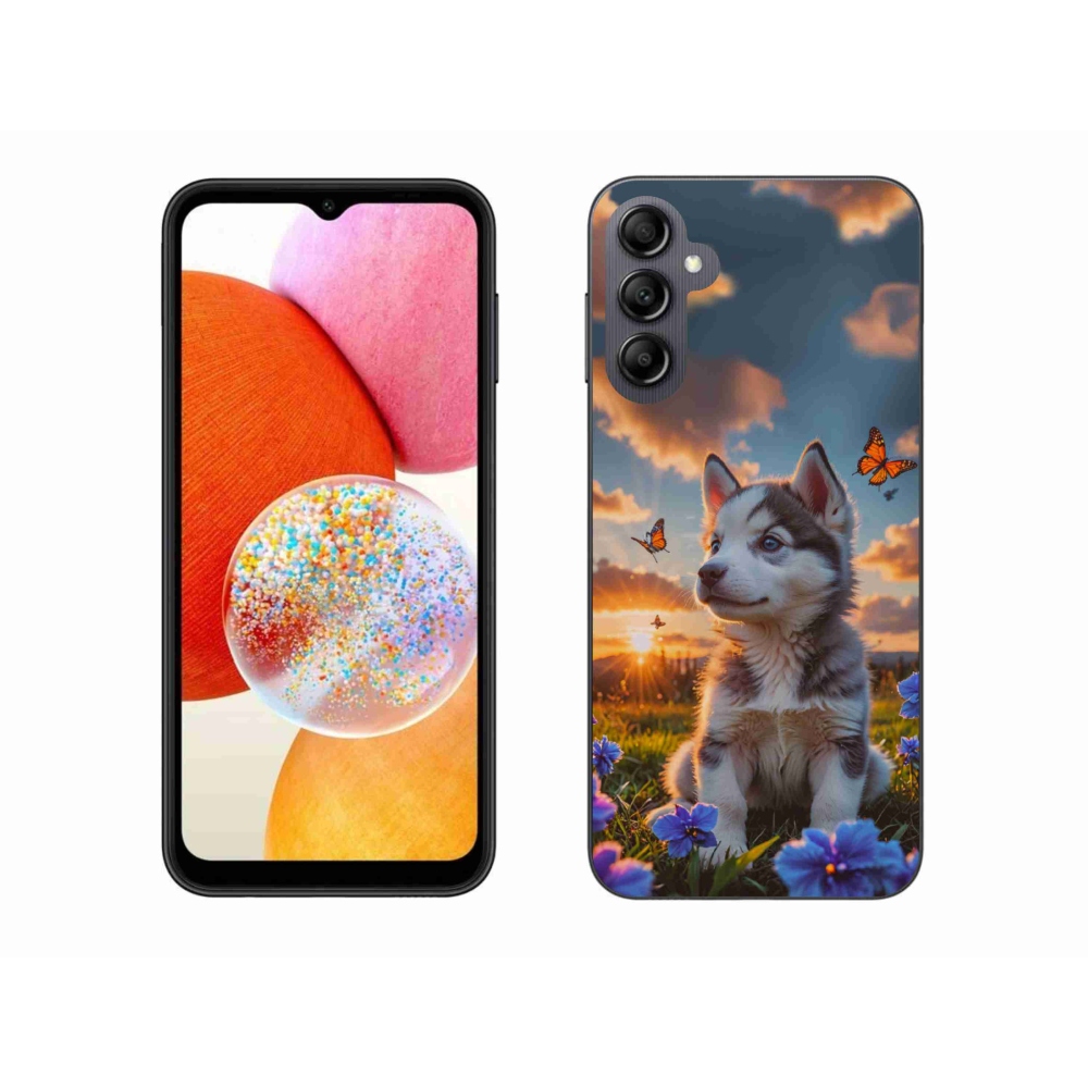 Zselés borítás mmCase Samsung Galaxy A14 4G/5G - husky a naplementében