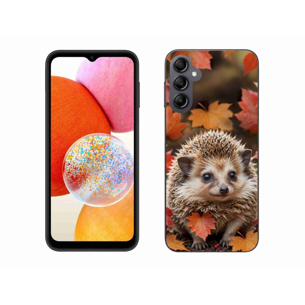 Zselés borítás mmCase Samsung Galaxy A14 4G/5G készülékhez - sün a levelekben