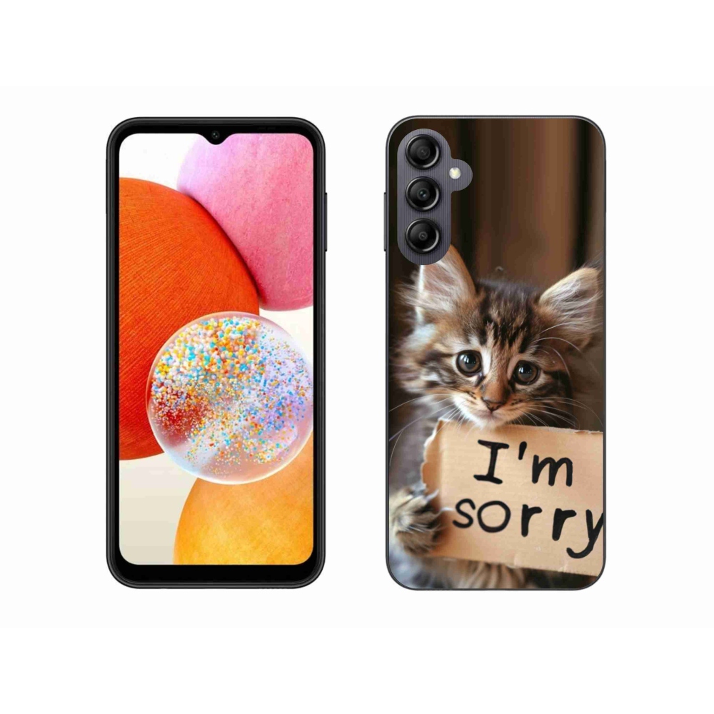 Gél borítás mmCase Samsung Galaxy A14 4G/5G - macska bocsánatkérés