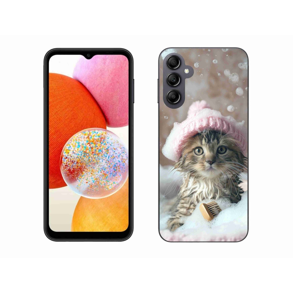 Gél borító mmCase Samsung Galaxy A14 4G/5G - cica és fürdő