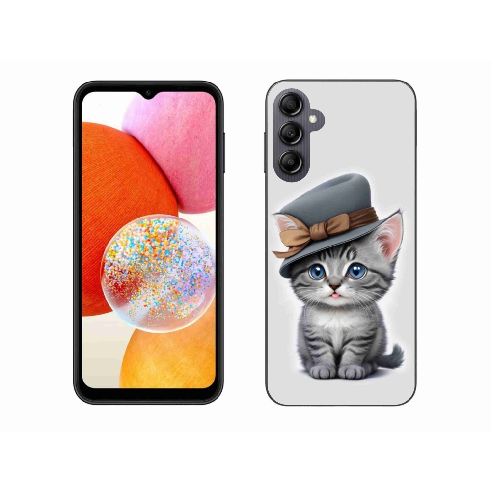 Gél borítás mmCase Samsung Galaxy A14 4G/5G készülékhez - cica sapkával