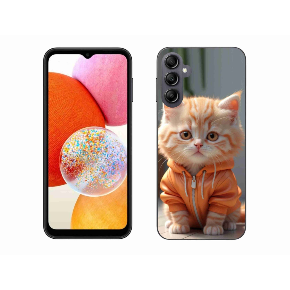 Zselés borítás mmCase Samsung Galaxy A14 4G/5G készülékhez - cica melegítőben