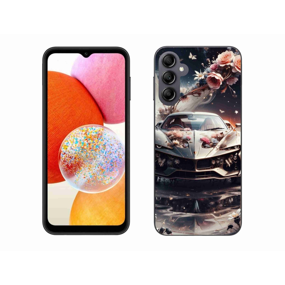 Gél borító mmCase Samsung Galaxy A14 4G/5G - virágos sportkocsihoz