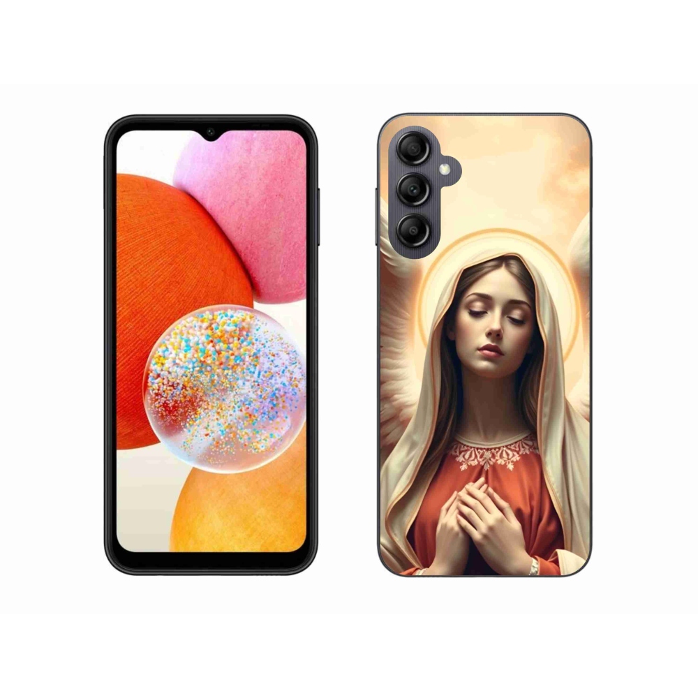 Zselés borítás mmCase Samsung Galaxy A14 4G/5G - vallási motívumhoz