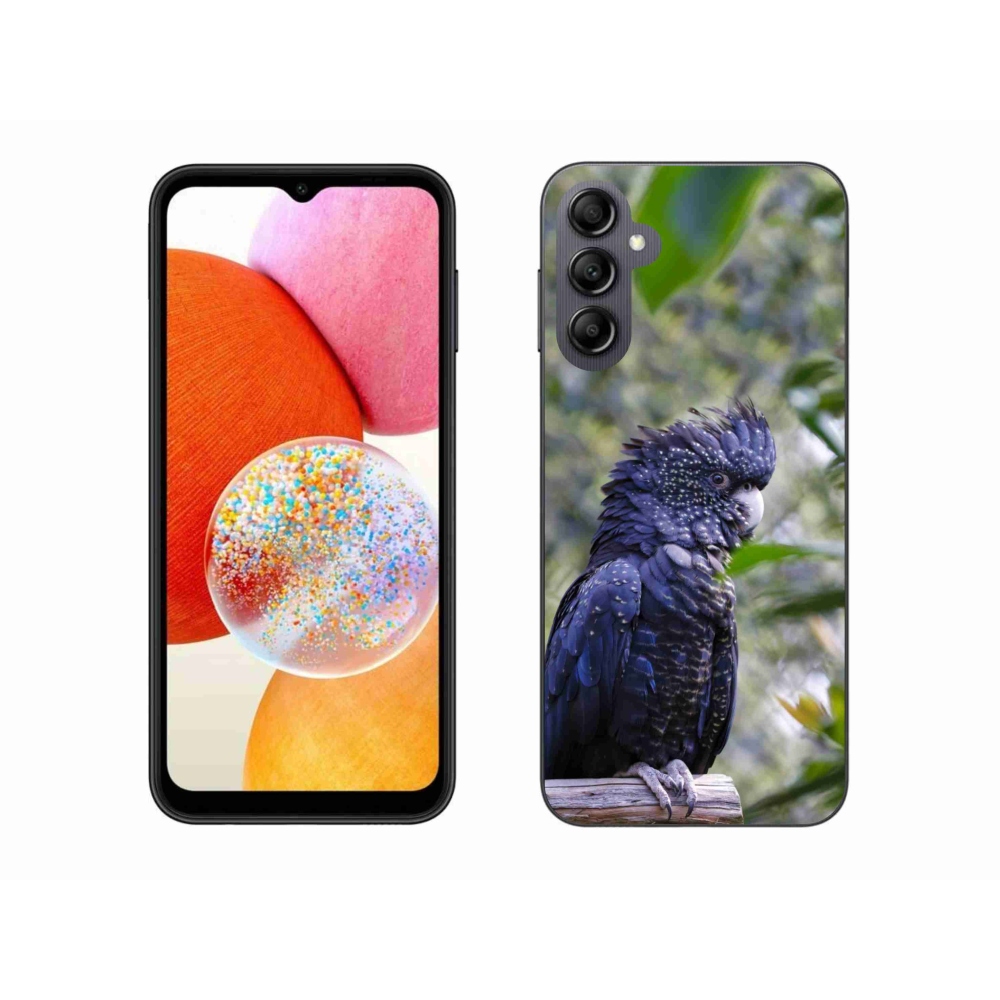 Zselés borítás mmCase Samsung Galaxy A14 4G/5G készülékhez - papagáj kakadu fekete