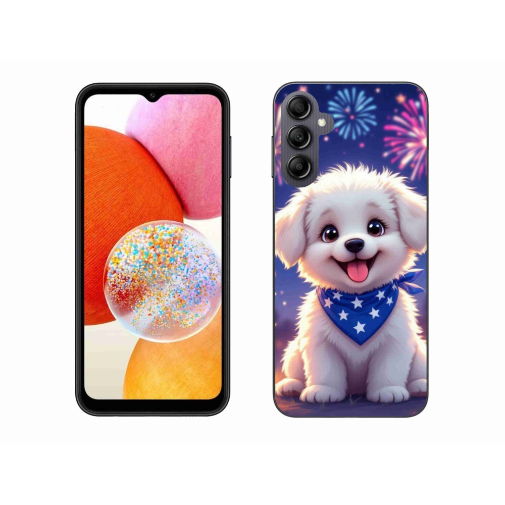 Gél borítás mmCase Samsung Galaxy A14 4G/5G - ünnepi kölyökkutya