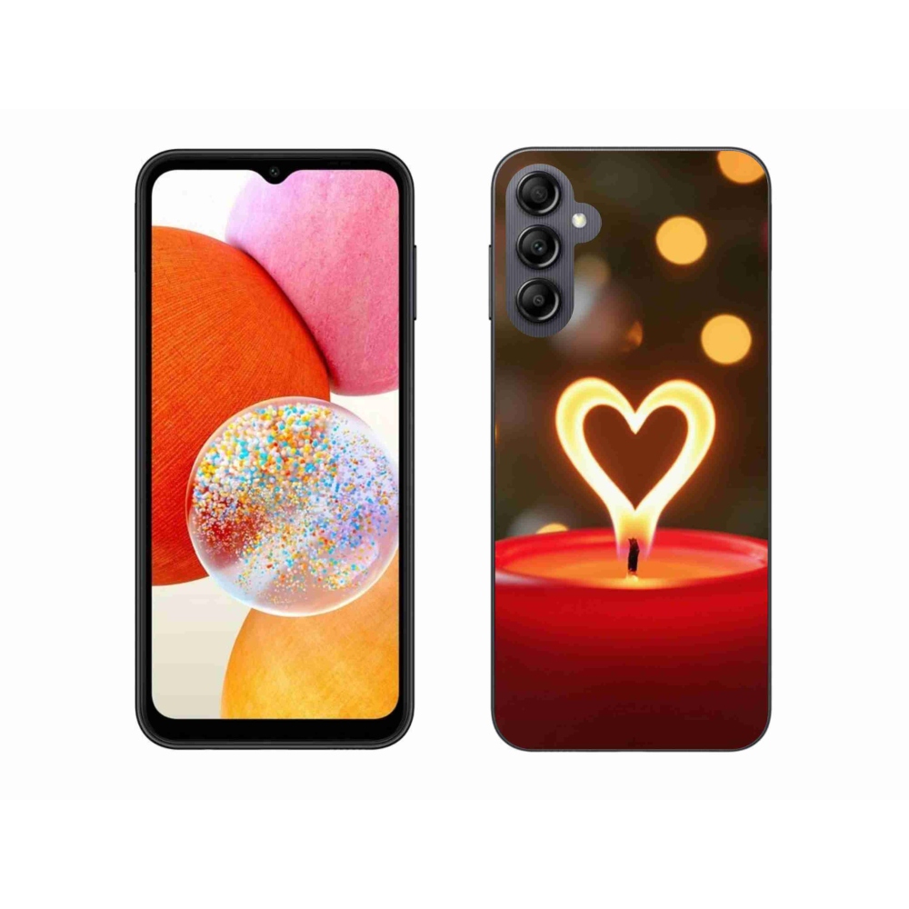 Zselés borítás mmCase Samsung Galaxy A14 4G/5G - láng szíve Samsung Galaxy A14 4G/5G-hez