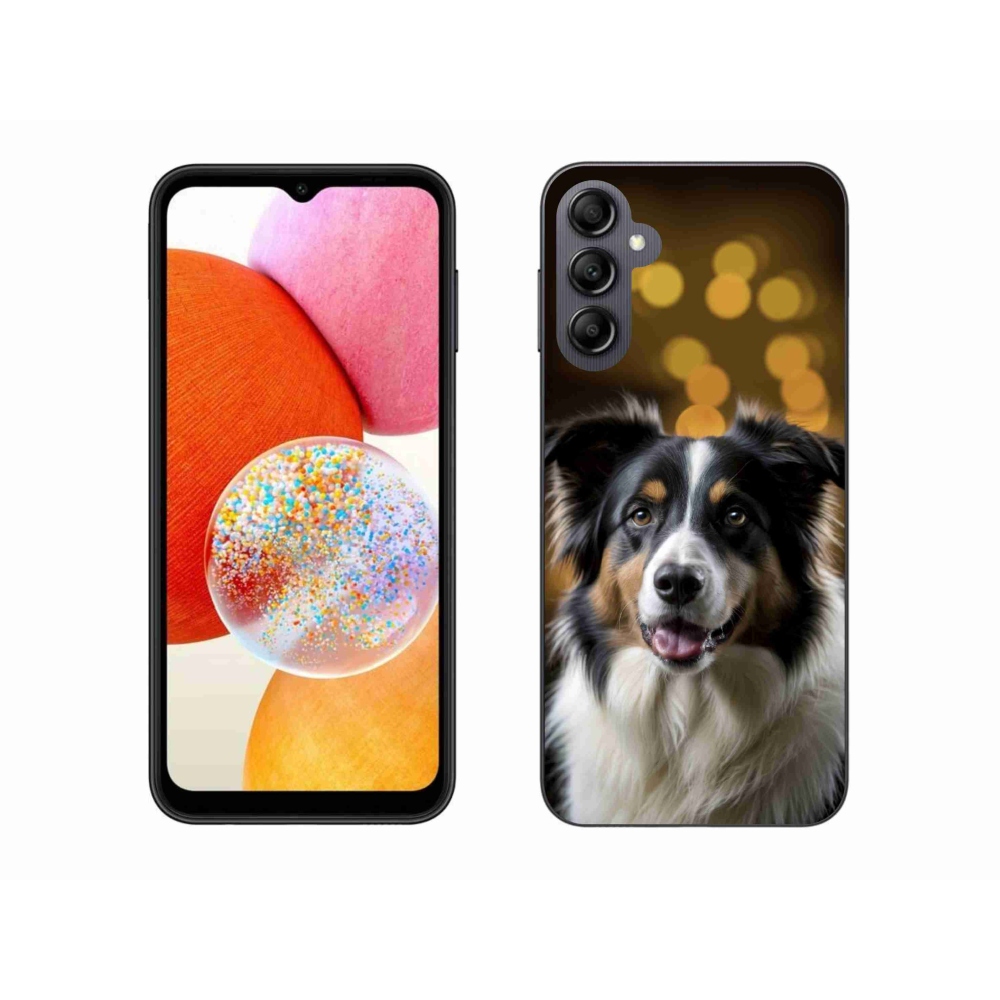 Gél borítás mmCase Samsung Galaxy A14 4G/5G - mosolygó ausztrál juhászkutya számára