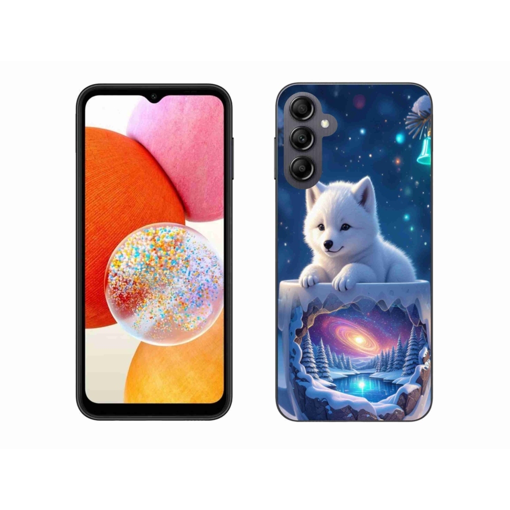 Gél borítás mmCase Samsung Galaxy A14 4G/5G - Karácsonyi kölyökkutya